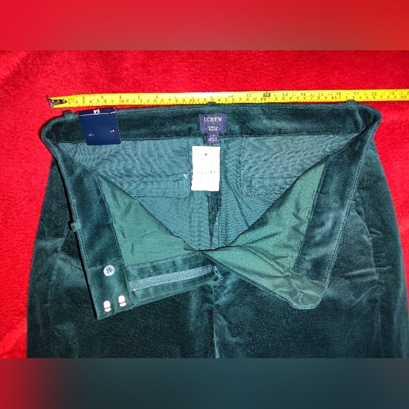 J. Crew Dark Green Velour Pants Sz 14 - Picture 2 of 8